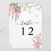 春ワイルドフラワー結婚フローラのテーブル番号カード 招待状 (正面/裏面)
