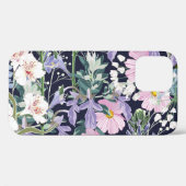 春ワイルドフラワー：ダークブルーヴィンテージ。 Case-Mate iPhoneケース (裏面 (横))