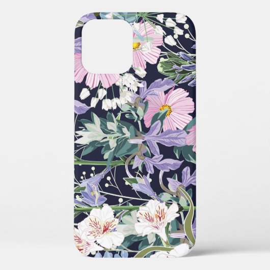 春ワイルドフラワー：ダークブルーヴィンテージ。 Case-Mate iPhoneケース (裏面)