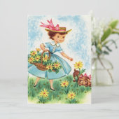 春ヴィンテージガールと子犬の摘み花 シーズンカード (スタンド正面)