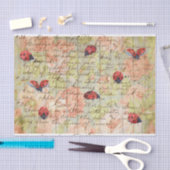 春ヴィンテージバラとLadyBugデコページ 薄葉紙 (クラフト)