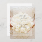 春ヴィンテージフラワーラブレーター日付を保存 案内ポストカード (正面/裏面)