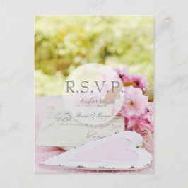 春ヴィンテージフラワーラブレーター結婚式RSVP インビテーションポストカード