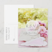 春ヴィンテージフラワーラブレーター結婚式RSVP インビテーションポストカード (正面/裏面)