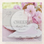 春ヴィンテージフラワーラベッ結婚ター ガラスコースター (正面)