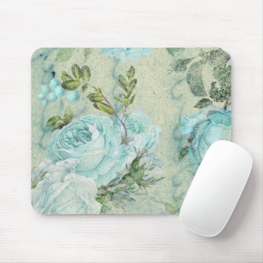 春ヴィンテージブルーバラマウスパッド マウスパッド (マウス)