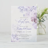 春ヴィンテージ紫色の花薄紫スミレ洗礼 招待状 (スタンド正面)