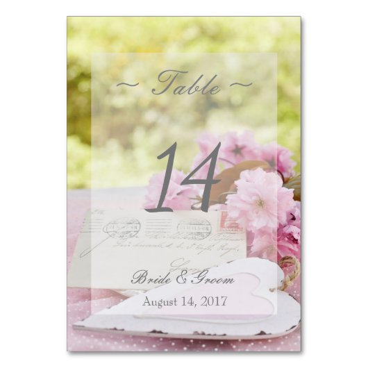 春ヴィンテージ花結婚愛のテーブル番号 テーブルナンバー (正面)