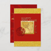 春中国のピグイヤー2019パーティの招待状2 エンクロージャーカード (正面/裏面)