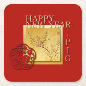 春中国のピグイヤー2019パーティー紙コースター スクエアペーパーコースター (正面)