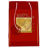 春中国のピグニューイヤー2019中抱き枕 ミディアムペーパーバッグ (正面)