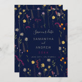 春乾燥プレス花は日付海軍を除く セーブザデート (正面/裏面)