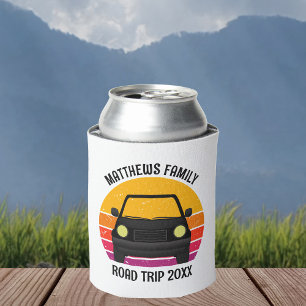 春休みのドライブ旅行の夕日カスタムデザイン 缶クーラー