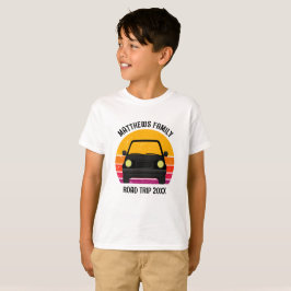 春休みのドライブ旅行の夕焼け カスタム キッズ Tシャツ