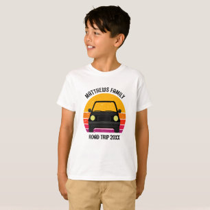 春休みのドライブ旅行の夕焼け カスタム キッズ Tシャツ