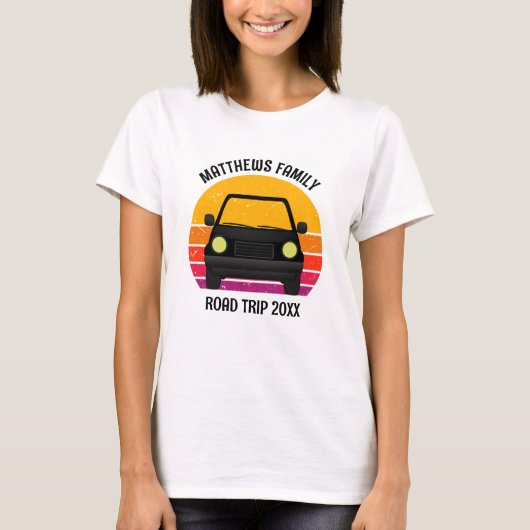 春休みのロードトリップ 日没 カスタム 女性用 Tシャツ (正面)