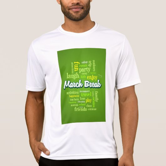 春休みのワードクラウド タイポグラフィ 学校の休暇 Tシャツ (正面)