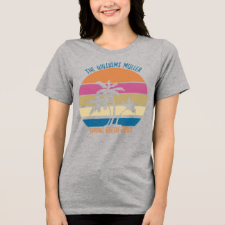 春休みの旅 ビーチの夕日 カスタムファミリー トライブレンドＴシャツ