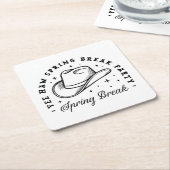 春休みパーティーカウボーイハット スクエアペーパーコースター (アングル)