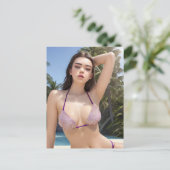 春休みビキニ型葉書 ポストカード (スタンド正面)