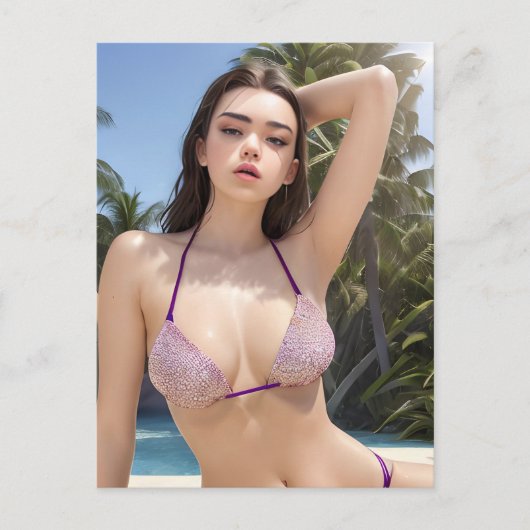 春休みビキニ型葉書 ポストカード (正面)