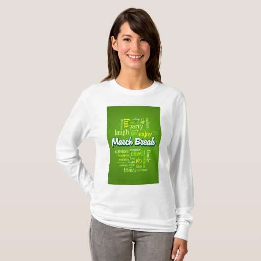 春休み ワードクラウド タイポグラフィ スクールバケーション Tシャツ (正面フル)