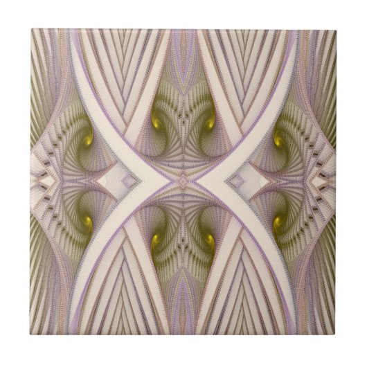 春分の紫と白の抽象芸術パターン タイル (正面)