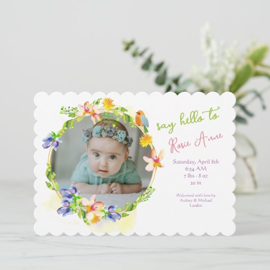 春到着の写真の生誕通知 案内状 (スタンド正面)