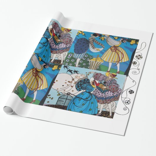 春及び夏アールデコ美しいファッション衣装 ラッピングペーパー (アンロールド)