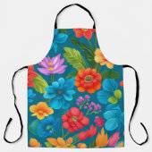 春及び夏カラフルの花柄 エプロン (正面)