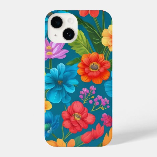 春及び夏カラフルの花柄 iPhoneケース (裏面)