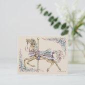 春回転木馬ホーススケッチポストカード ポストカード (スタンド正面)