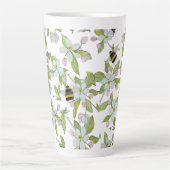 春園の花と（昆虫）マルハナバチ カフェラテマグ (正面)