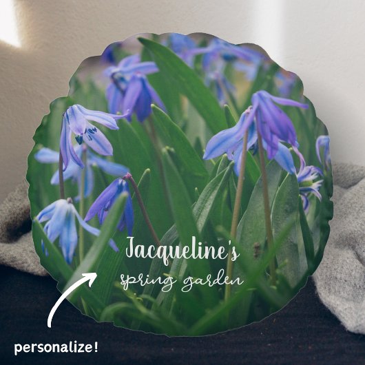 春園の青いシラの花 ラウンドクッション