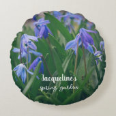 春園の青いシラの花 ラウンドクッション (正面)