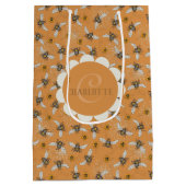 春夏にぴったりなオレンジ色のハチドリデザイン「Trendy Orange Buzzing Honey ミディアムペーパーバッグ (裏面)