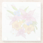 春夏のブーケフローラ花ピンク黄色bl ガラスコースター (裏面)