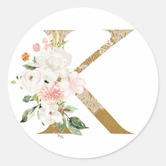 春夏の結婚式 MONOGRAM K ラウンドシール (正面)