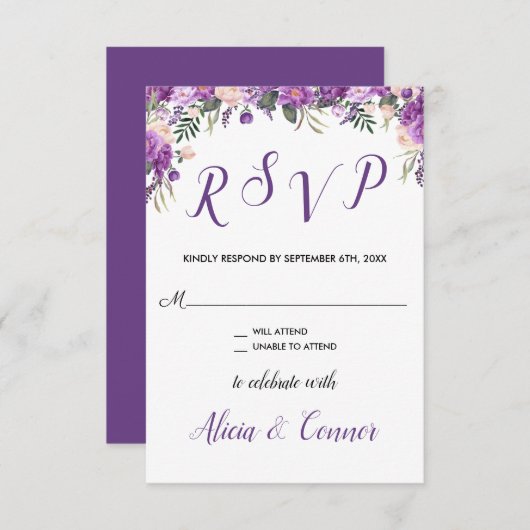 春夏の花の返信カード 招待状 (正面/裏面)