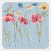春夏の花は牧草青 スクエアシール (正面)