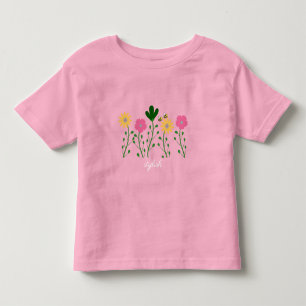 春夏の花柄カスタマイズガール トドラーTシャツ