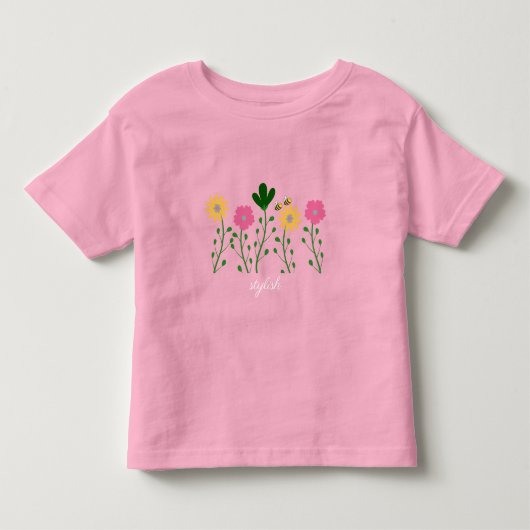 春夏の花柄カスタマイズガール トドラーTシャツ (正面)