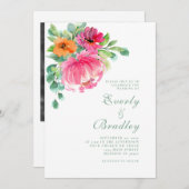 春夏はっきりしたのエレガントフローラ結婚写真 招待状 (正面/裏面)