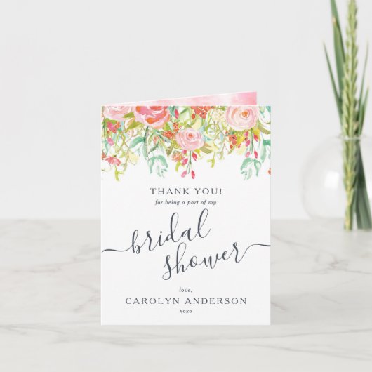 春夏フローラ |ブライダルシャワーありがとう サンキューカード (正面)