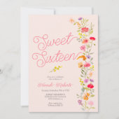 春夏ワイルドフラワーフローラスウィート16ピンク 招待状 (正面)