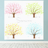 春夏秋冬の木 キャンバスプリント (インサイチュ (ウッドフロア))