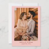 春夏鮮やかの明るいピンクの結婚写真 招待状 (裏面)