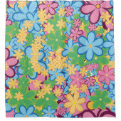 春夏60年代の花柄 シャワーカーテン (正面)