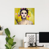 春女神イエロー背景 ポスター (ホームオフィス)