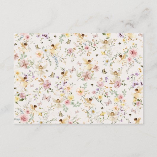 春妖精の山花牧草地の本のためのベビーガール エンクロージャーカード (裏面)